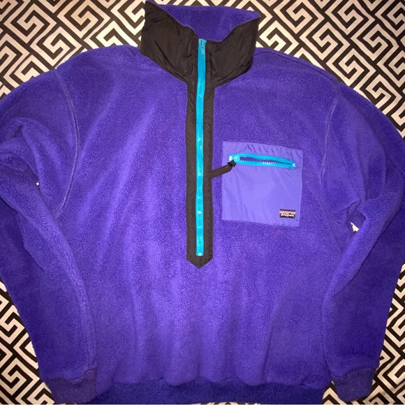 Vintage Patagonia purple retro Synchilla fleece exposed blue zipper - Picture 3 of 15